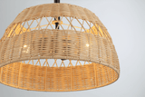 Twinkle Double Lights Semi Flush With Rattan Shade Black Metal Finish for Farmhouse Style