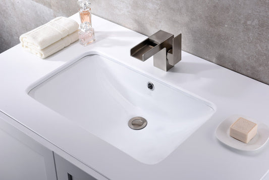 Lanmia Series 24 in. Ceramic Undermount Sink Basin in White