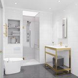 Fellow Series 30 in. x 72 in. Frameless Hinged Shower Door with Clear Tempered Glass and Tsunami Guard