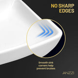 Molly Series 23 in. Rectangular Ceramic Vessel Sink Basin in Glossy White with Curved Edge for Countertop Bathroom Vanity