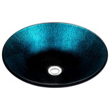 Stellar Series 18 in. Round Bathroom Vessel Sink with Stain-Resistant Non-Porous Surface in Marine Crest Finish Glass