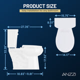 12 inch 2-pieces 1.28 GPF Siphon Ceramic Toilet in White Soft Close Seat with ADA height Included