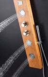 CRANE Series 60 in. 3-Jetted Full Body Shower Panel System with Heavy Rain Shower and Spray Wand in Natural Bamboo