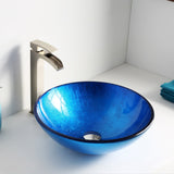 Clavier Series 17 in. Bathroom Vessel Sink with Scratch-Tough and Stain-Resistant Surface in Lustrous Blue Glass
