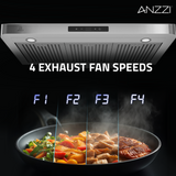 ANZZI 36-Inch 600 CFM 4-Speed Stainless Steel Under Cabinet Convertible Residential Range Hood with LED Lamp