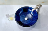 Meno Series 17 in. Bathroom Vessel Sink with Scratch-Tough and Stain-Resistant Non-Porous Surface in Lustrous Blue Glass