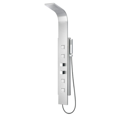 VISOR Series 60 in. 4-Jetted Full Body Shower Panel System with Heavy Rain Shower and Spray Wand in Brushed Steel