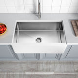 Nepal Series Farmhouse Solid Surface 33 in. 0-Hole Single Bowl Kitchen Sink with Stainless Steel Interior in Matte White