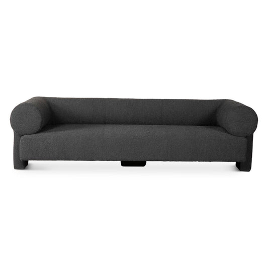 Maison Georgia 94" Sofa in Black Boucle Fabric
