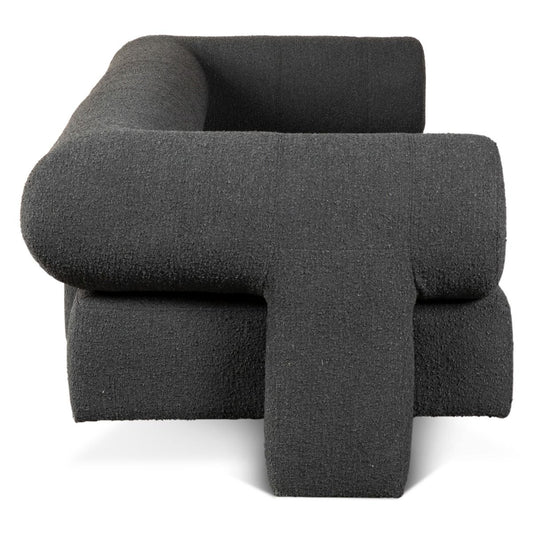 Maison Georgia 94" Sofa in Black Boucle Fabric