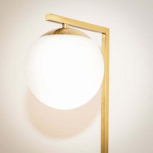 Velvet Globe Table Lamp White Opal Glass with Dimmer Switch Inline