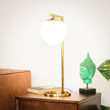 Velvet Globe Table Lamp White Opal Glass with Dimmer Switch Inline