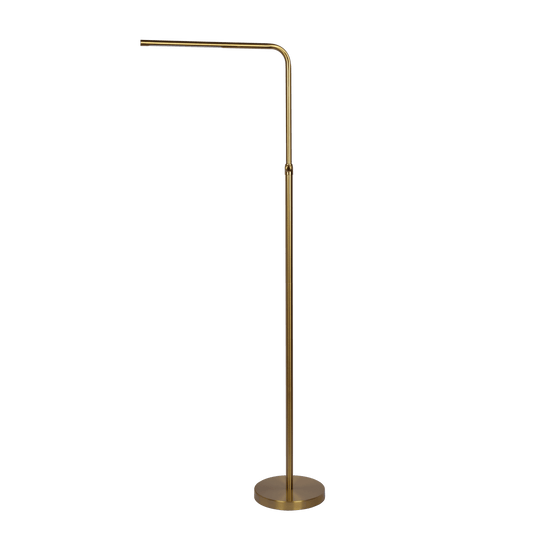 Verve Brassed Gold Floor Lamp with On/Off Switch Adjustable Led Round Base