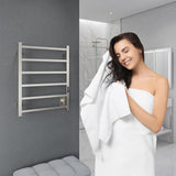 ANZZI Charles Series 6-Bar Wall Mounted Towel Warmer (20.47" W x 26.77" H), Dual Installation, Digital Control Panel, Rhino Alloy Certified Stainless Steel