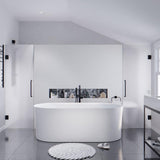 Jericho Series 67 in. x 32 in. Flat Bottom Acrylic Freestanding Air Jetted Bathtub with Center Drain in Glossy White