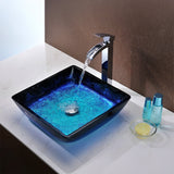 Viace Series 15 in. Bathroom Vessel Sink with Scratch-Tough and Stain-Resistant Non-Porous Surface in Blazing Blue Glass