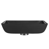 Solstice Square Glass Vessel Bathroom Sink with Matte Black Finish