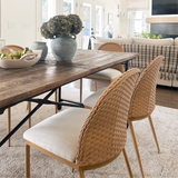 Barcelona Beige Rattan Upholstered Dining Chair (Set of 2)