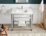 ANZZI Orchard 36" Ultramodern Console Sink (36" W x 34" H), Glossy White Solid Surface Top, Tempered Glass Shelf, Multiple Frame Finishes