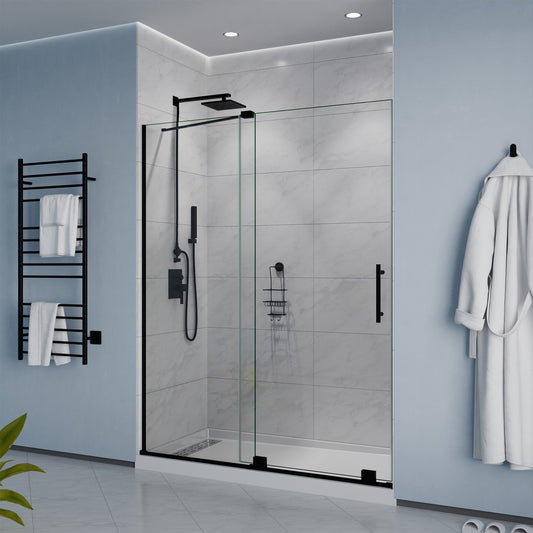 Longboat Series 56 to 60 in. x 76 in. Sliding Semi-Frameless Shower Door with Tsunami Guard Tempered Glass