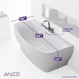 Bank Series 65 in. x 31 in. Flat Bottom Acrylic Freestanding Soaking Bathtub with Center Drain in Glossy White