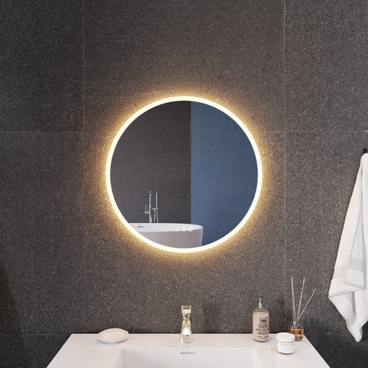 ANZZI Round LED Smart Mirror (24, 28, or 32 in. Diam.), Copper-Free, Adjustable CCT, Built-in Defogger, UL-Certified Electronics, IP44 Rated