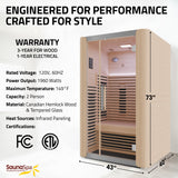 Yoga Sauna 2-Person Infrared Indoor Hemlock Wood Sauna with Removable Bench, and Floor Heating for Perfect Yoga Sessions