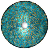 Chrona Series 17 in. Round Bathroom Vessel Sink with Stain-Resistant Non-Porous Surface in Gold/Cyan Mix Finish Glass