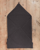 Hooded waffle baby towel in Dark gray