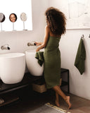Forest green waffle towel set (3 pcs)