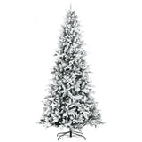 HOMCOM 9 Foot Pine Snow Flocked Artificial Christmas Tree with 616 Realistic Cedar Branches, Auto Open, Home Holiday Decoration, Green
