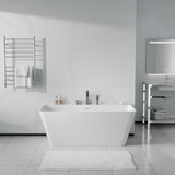 Vault Series 59 in. x 30 in. Flat Bottom Acrylic Freestanding Soaking Bathtub with Center Drain and Faucet