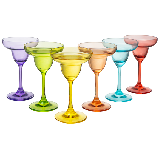 The Wine Savant Hand Blown Colorful Margarita (Set of 6)