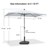 PURPLE LEAF Crank and Tilt Rectangular Outdoor Patio Market Umbrella with Base