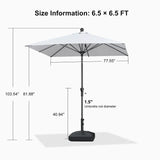 PURPLE LEAF Crank and Tilt Rectangular Outdoor Patio Market Umbrella with Base