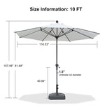 PURPLE LEAF Round Tilting Patio Umbrella with Base, Milan Porch Table Umbrella
