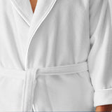 Shawl Collar Cotton Bath Robe with Border Embroidery