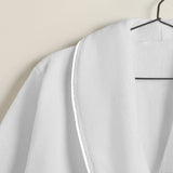 Shawl Collar Cotton Bath Robe with Border Embroidery