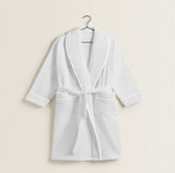 Shawl Collar Cotton Bath Robe with Border Embroidery