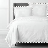 Allena 400TC Cotton Scallop Embroidery Sateen Solid Duvet Cover Set