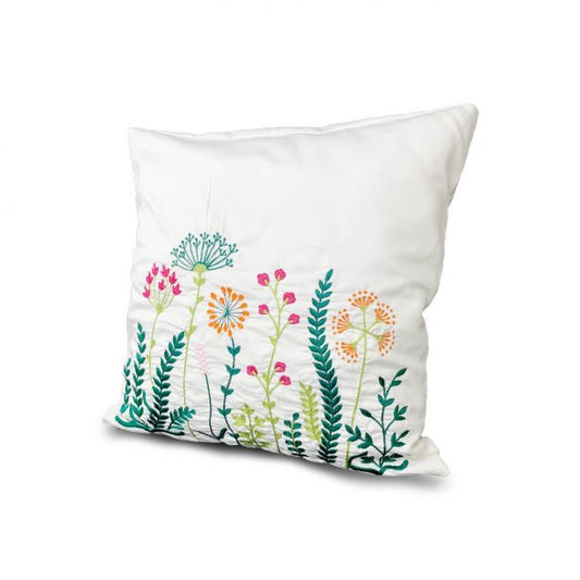 Blossom Greenery Embroidery Pillow Cover (Set of 1)