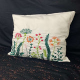 Blossom Greenery Embroidery Pillow Cover (Set of 1)