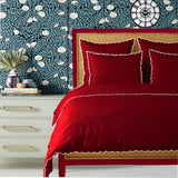 Burgundy 400TC Cotton Small Scallop Embroidery Duvet Cover Set
