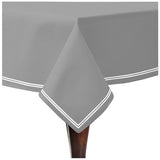 Double Embroidery Border Sateen Cotton Solid Table Cloth - Light Grey