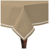 Double Embroidery Border Sateen Cotton Solid Table Cloth - Taupe