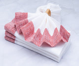 White Napkins Linen - Red Border