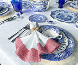 White Napkins Linen - Red Border