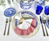 White Napkins Linen - Red Border