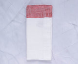 White Napkins Linen - Red Border