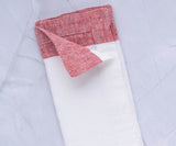 White Napkins Linen - Red Border